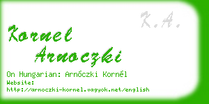 kornel arnoczki business card